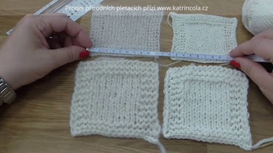 Škola pletení –  vzorek – pletený čtverec 10 x 10 cm