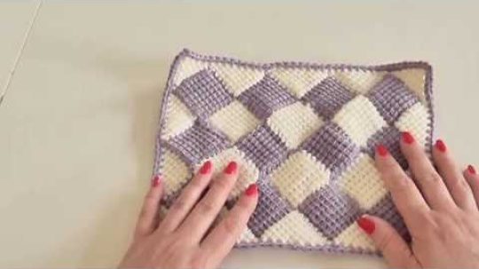 Háčková tuniská deka Entrelac 3. díl, Tunisian crochet blanket