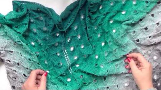 Trojúhelníkový šátek s pavím vzorem 1. díl, Škola #pletení #Katrincola