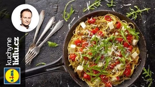Špagety s mozzarellou, cherry rajčaty a rukolou – Marcel Ihnačák – RECEPTY KUCHYNE LIDLU