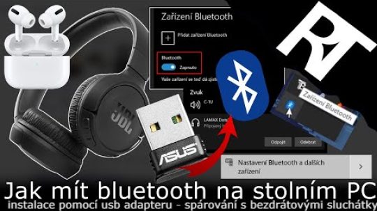Jak připojit bluetooth sluchátka k PC – zapnout bluetooth na stolním PC ve Windows 10 – usb adapter