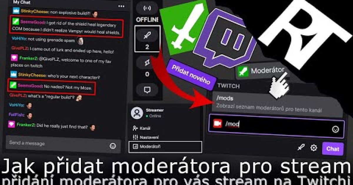 Jak přidat moderátora pro stream na Twitchi – Jak na Twitch  (tutoriál)
