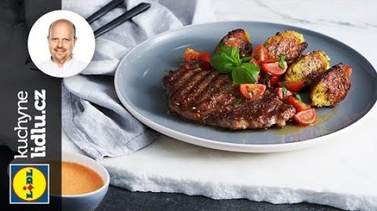 Rib eye steak s cuketovými noky – Roman Paulus – RECEPTY KUCHYNĚ LIDLU