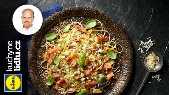 Celozrnné špagety se sýrem cottage, pórkem a žampiony – RECEPTY KUCHYNE LIDLU