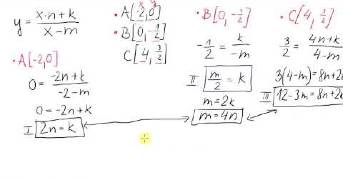 Lineárně lomená funkce – hledání PŘEDPISU, když známe 3 body, kterými funkce prochází