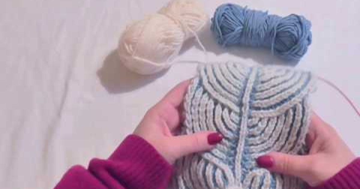 Ozdobná pletená šála Brioche, Knitting brioche stitch