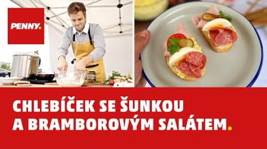 RECEPT – Chlebíček se šunkou a bramborovým salátem.