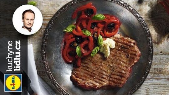 Grilovaný Rib Eye steak s červenými paprikami – Marcel Ihnačák – RECEPTY KUCHYNE LIDLU